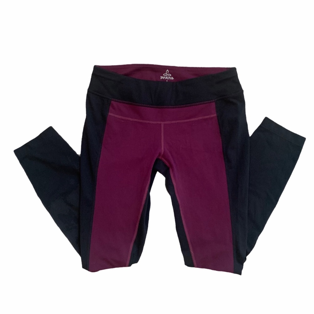 PrAna Gabi Yoga Two Tone Plum and Black Leggings - Picture 1 of 11